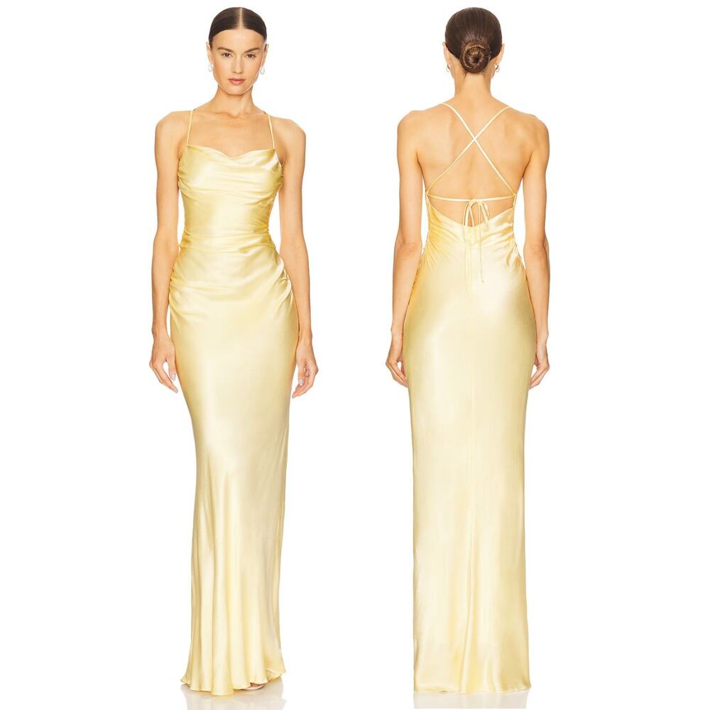 Shona Joy La Lune Maxi Dress Lace Back Satin Formal Party Gala Prom 0